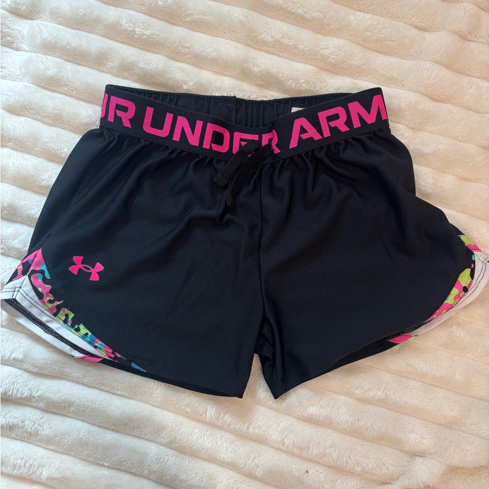 Under Armour Youth Girls Black and Pink Athletic Shorts